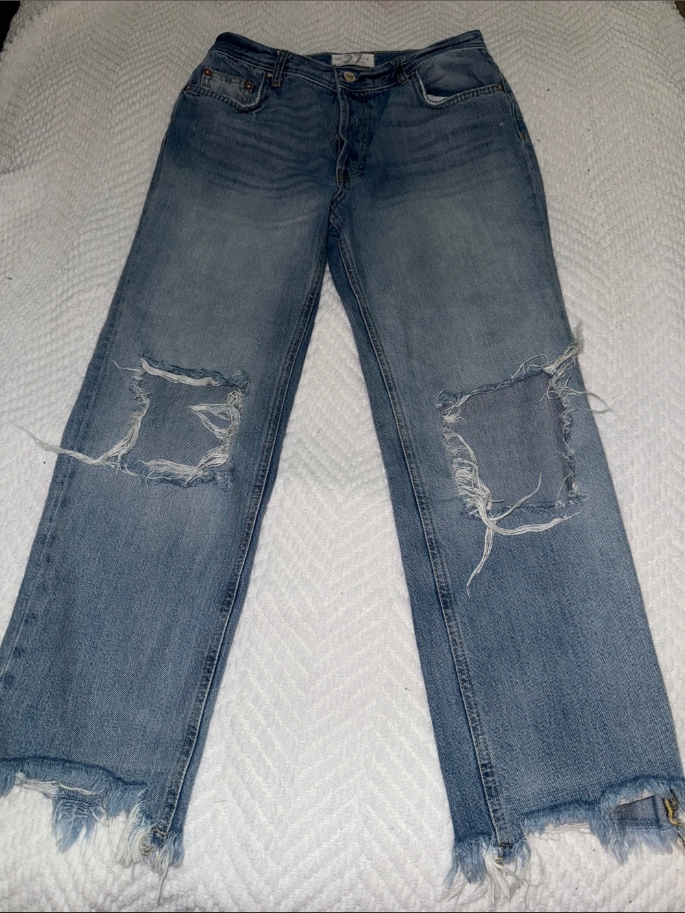 We The Free twenty seven Light Blue High-Rise Button-Fly Jeans